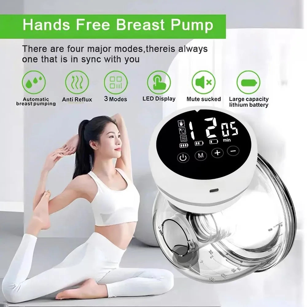 180ML Capacity Electric Breast Pump Intelligent Integrated High Suction Hands Free Breast Pump Massage Painless